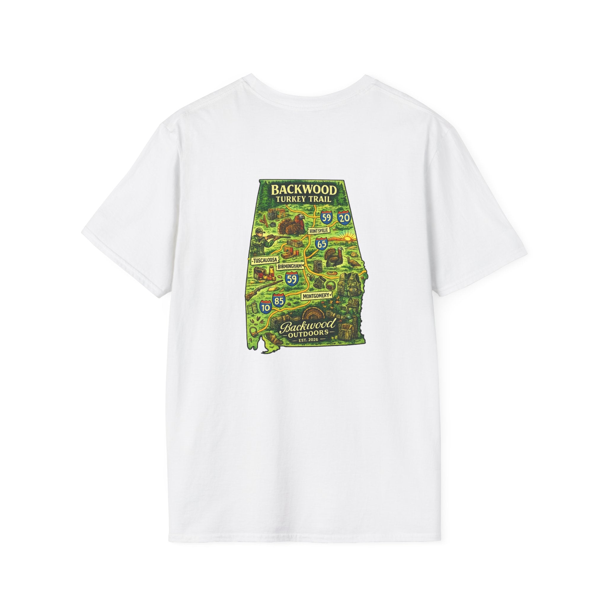 Backwood Outdoors Alabama Trail Map Tee